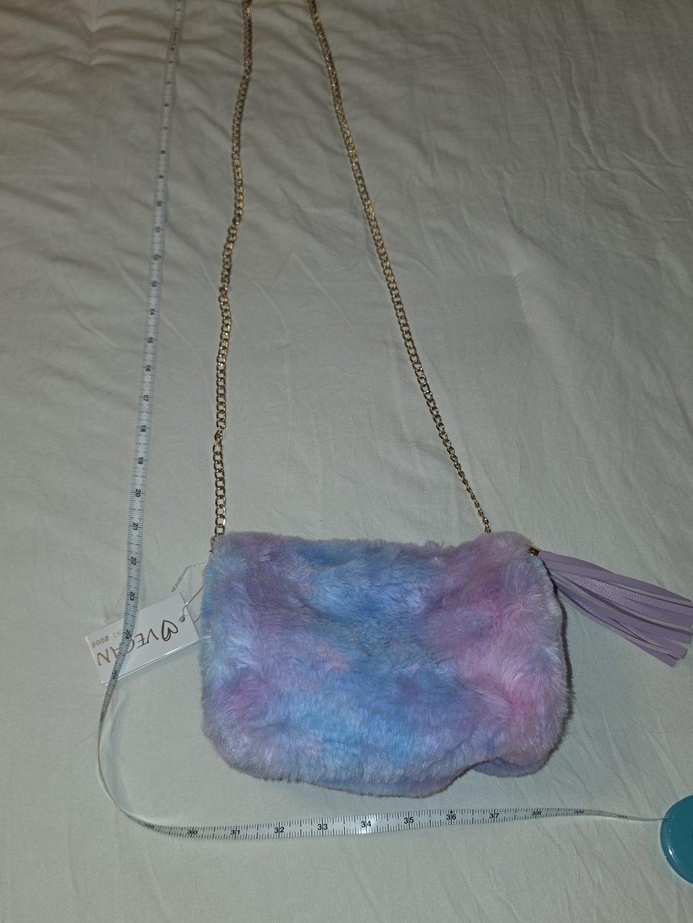 Pastel Plush Crossbody Bag with Tassel - Kids